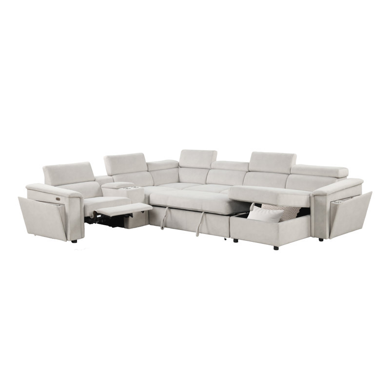 Brayden Studio® Jakiaya Sectional with Power Recliner and Storage